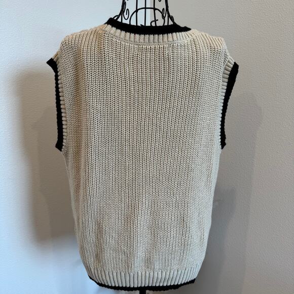 Dokotoo Tan Cozy Cable Knit Crewneck Pullover Sweater Vest Medium-Preppy - Picture 3 of 7